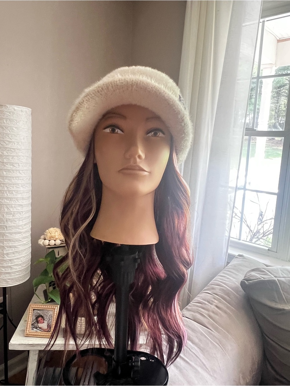 Women’s Cream Fuzzy Hat Wig